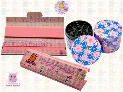 60's &amp; 70's Cute Flower Power Pink Purple Pattern - 50mm 4 Pièces Haute Qualité Custom Metal Herb Grinder Cadeau 