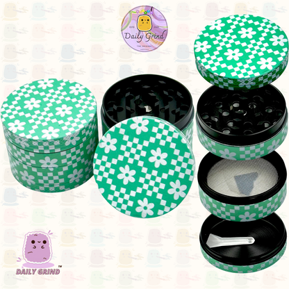 Green Flower Monogram Vintage - 50mm 4-Piece High Quality Custom Metal Tobacco Herb Grinder Gift Idea