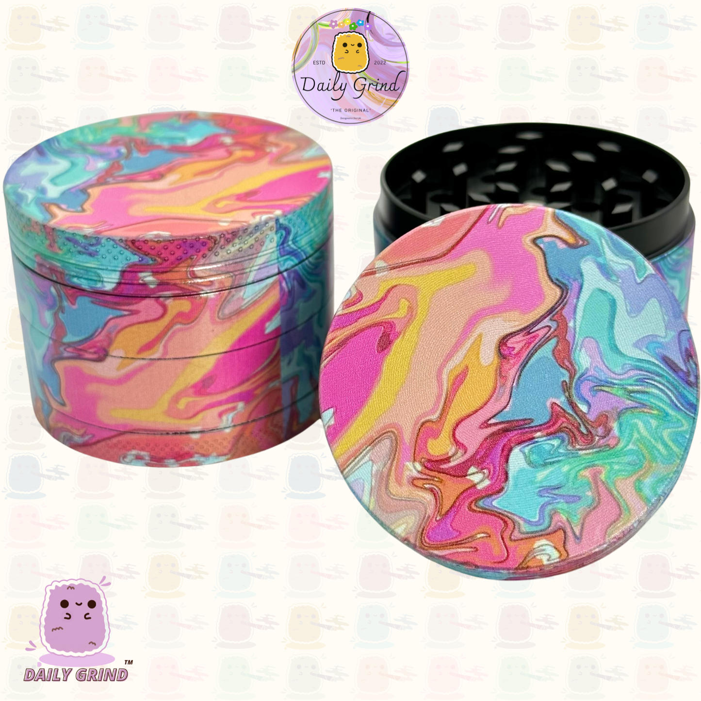 Pastel Tie Dye - 50mm 4-Piece High Quality Metal Tobacco Herb Grinder Gift Idea