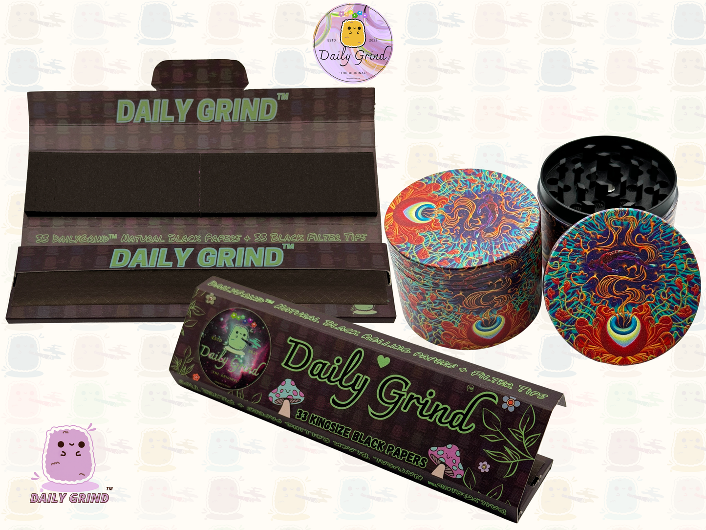 Motif Trippy coloré ondulé liquide Hallucination 50mm 4 pièces haute qualité personnalisé métal herbe broyeur cadeau 