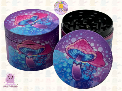 Purple Mushroom Tie Dye - 50mm 4-Piece High Quality Custom Metal Tobacco Herb Grinder Gift Idea