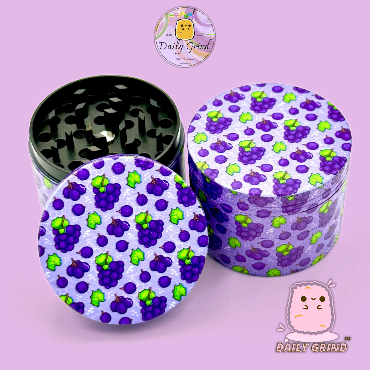 Purple Grape Fruit Candy Juicy - 50mm 4-Piece High Quality Metal Tobacco Herb Grinder Gift Idea