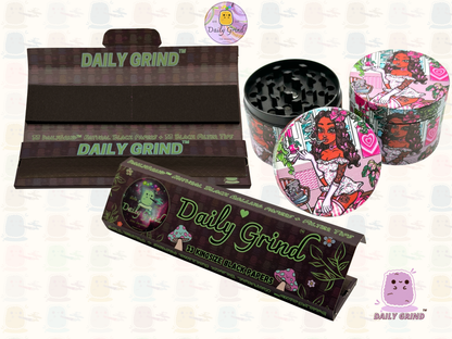 Cute Stoner Girl Pink - 50mm 4-Piece Premium Custom Metal Tobacco Herb Grinder Cute Gift Idea