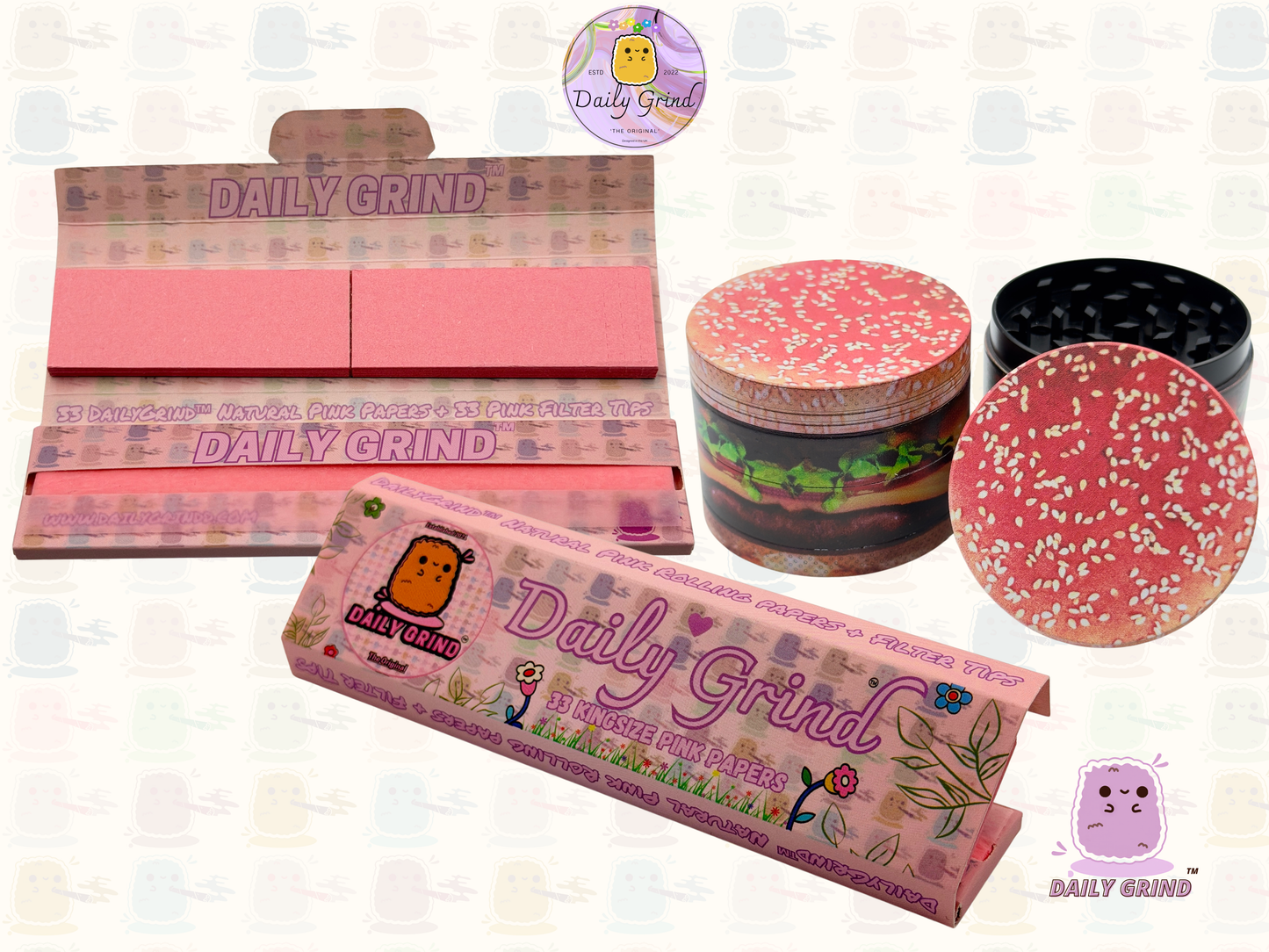 Cheeseburger in a Sesame Seed Bun - 50mm Premium 4-Piece Custom Metal Tobacco Herb Grinder Gift Idea