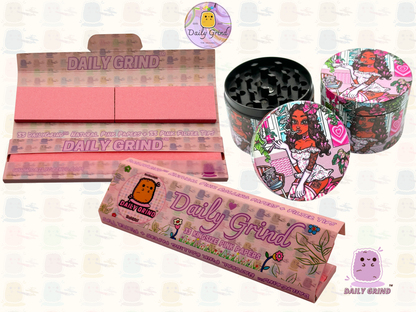Cute Stoner Girl Pink - 50mm 4-Piece Premium Custom Metal Tobacco Herb Grinder Cute Gift Idea