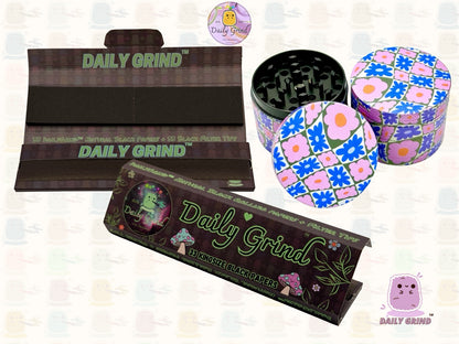 60's &amp; 70's Cute Flower Power Pink Purple Pattern - 50mm 4 Pièces Haute Qualité Custom Metal Herb Grinder Cadeau 