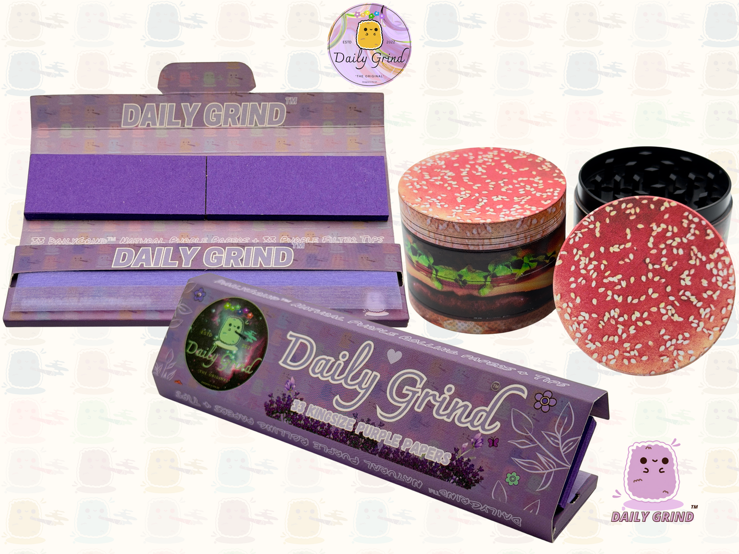 Cheeseburger in a Sesame Seed Bun - 50mm Premium 4-Piece Custom Metal Tobacco Herb Grinder Gift Idea