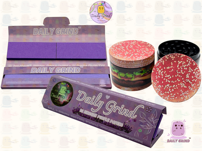 Cheeseburger in a Sesame Seed Bun - 50mm Premium 4-Piece Custom Metal Tobacco Herb Grinder Gift Idea