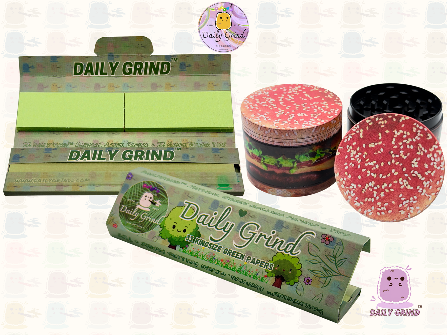 Cheeseburger in a Sesame Seed Bun - 50mm Premium 4-Piece Custom Metal Tobacco Herb Grinder Gift Idea