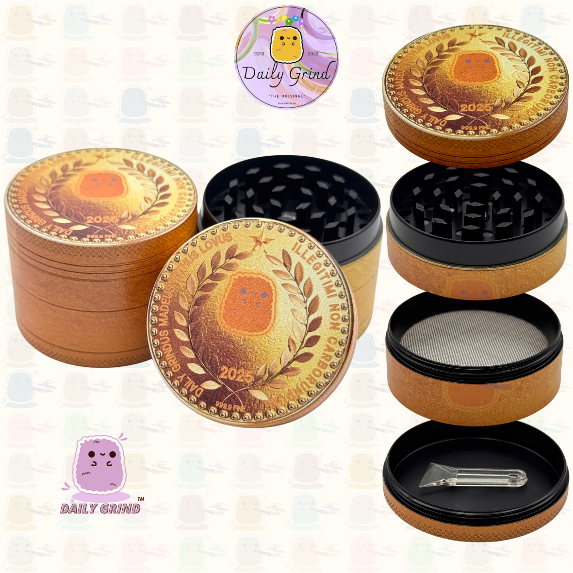 Ojo de cristal lindo colorido Trippy 50 mm regalo personalizado de alta calidad de la amoladora de hierbas de metal de 4 piezas 