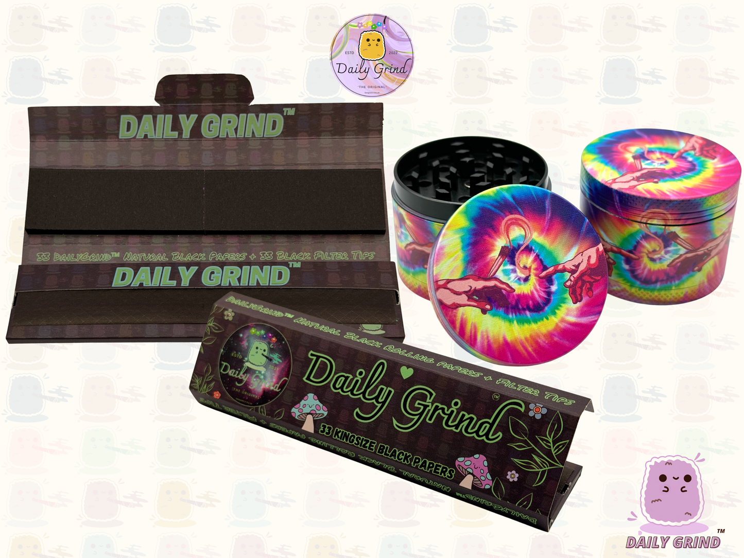 Tie Dye Michelangelo Sistine Chapel Birth of Man - 50mm 4-Piece High Quality Custom Metal Tobacco Herb Grinder Gift Idea