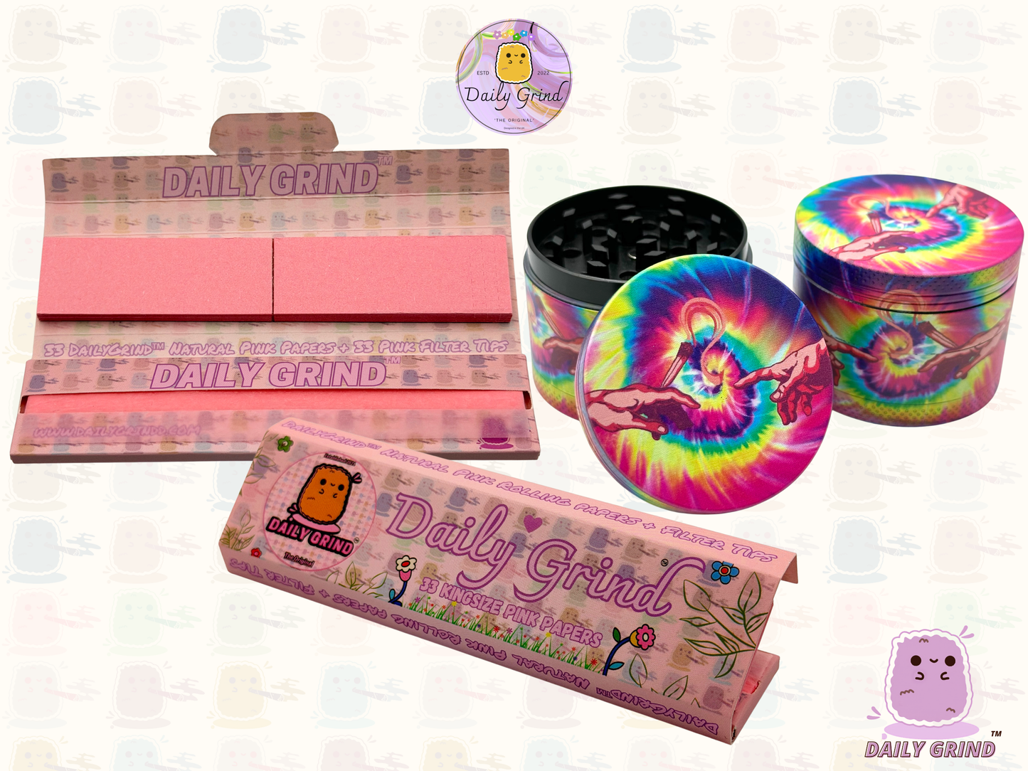 Tie Dye Michelangelo Sistine Chapel Birth of Man - 50mm 4-Piece High Quality Custom Metal Tobacco Herb Grinder Gift Idea