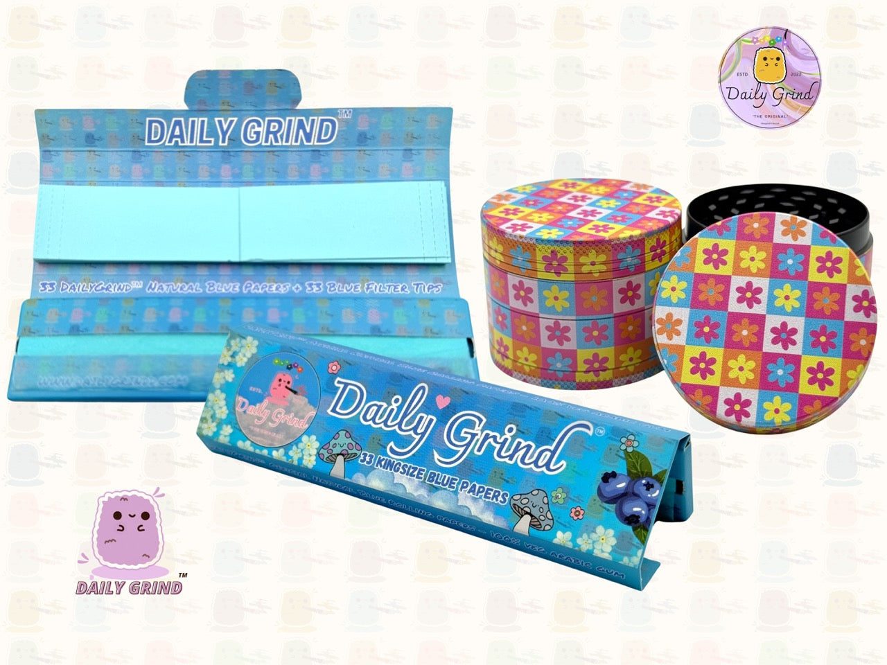 Fleurs damier mignon motif Pastel 50mm 4 pièces haute qualité personnalisé métal herbe broyeur cadeau 