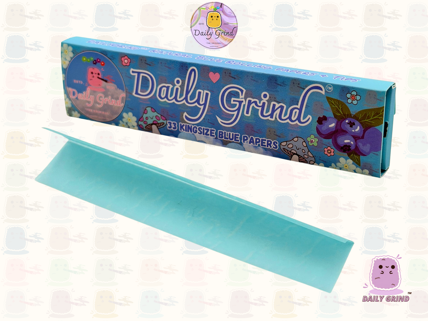 Papel de liar tamaño king azul Daily Grind™: ¡alta calidad, súper lindo! Regalo de 33 hojas.