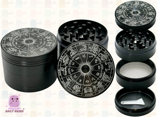 Tableau des signes astrologiques gravés – 50 mm, 4 pièces, broyeur d'herbes en métal personnalisé de haute qualité, cadeau 