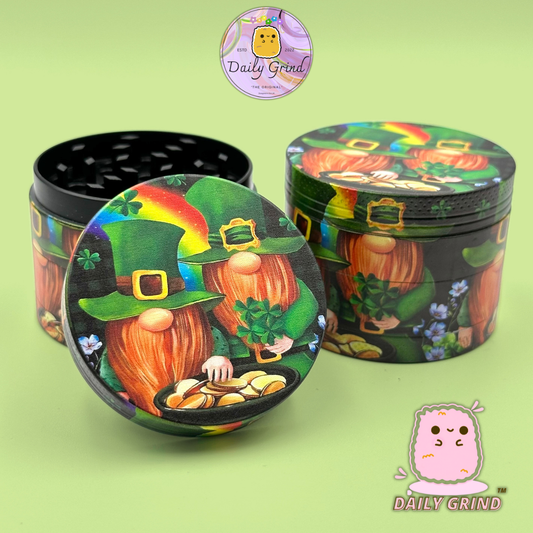 Cute Leprechaun Pot of Gold - 50mm 4-Piece High Quality Custom Metal Tobacco Herb Grinder Gift Idea