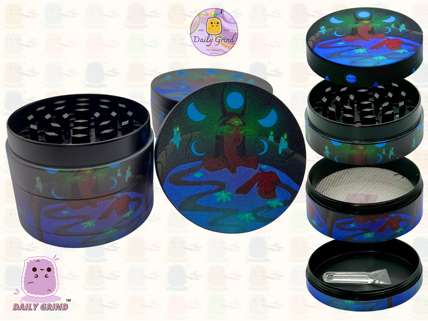 Sorcière maléfique de style méchant mignon - 50mm 4 pièces cadeau de broyeur d'herbes en métal personnalisé de haute qualité 