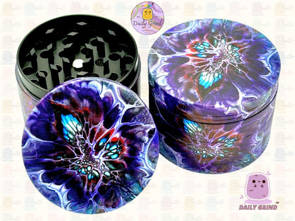 Oil Spill Web Slime Grunge - 50mm 4-Piece High Quality Metal Tobacco Herb Grinder Gift Idea