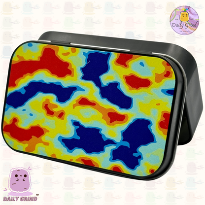 Imagen térmica bonito diseño colorido 1oz tabaco negro/píldora/baccy/alijo/monedas/cristales/joyería tapa con bisagra caja de lata regalo