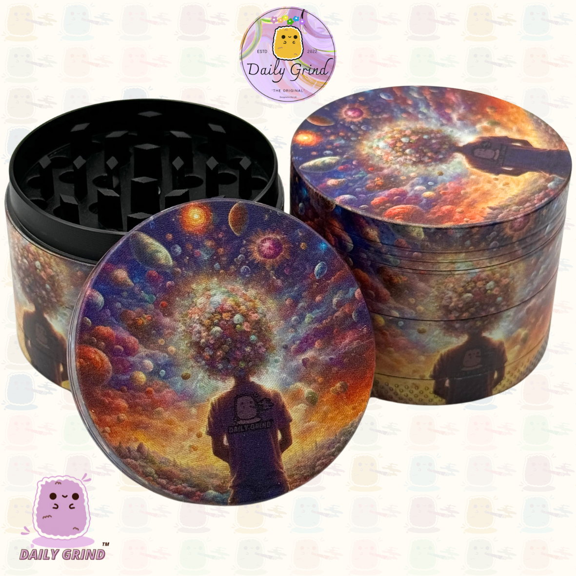 Motif Trippy coloré ondulé liquide Hallucination 50mm 4 pièces haute qualité personnalisé métal herbe broyeur cadeau 