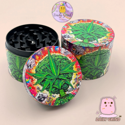 Motif Trippy coloré ondulé liquide Hallucination 50mm 4 pièces haute qualité personnalisé métal herbe broyeur cadeau 