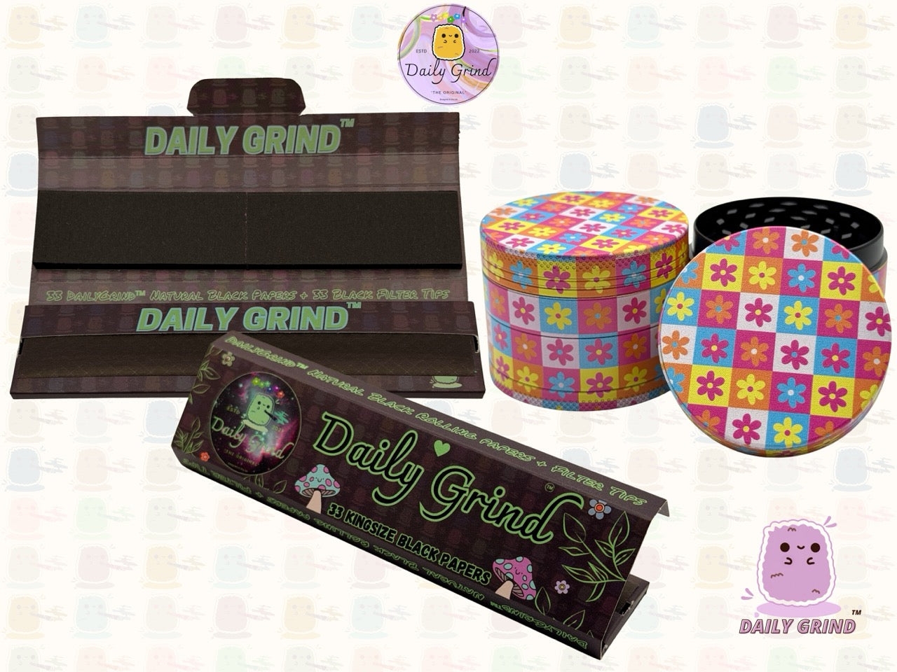 Fleurs damier mignon motif Pastel 50mm 4 pièces haute qualité personnalisé métal herbe broyeur cadeau 
