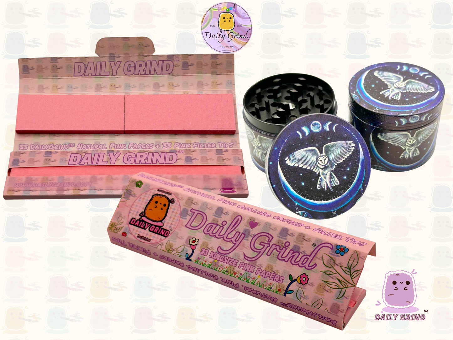 Night Owl In the Sky Moon - 50mm 4-Piece Premium Custom Metal Tobacco Herb Grinder Cute Gift Idea