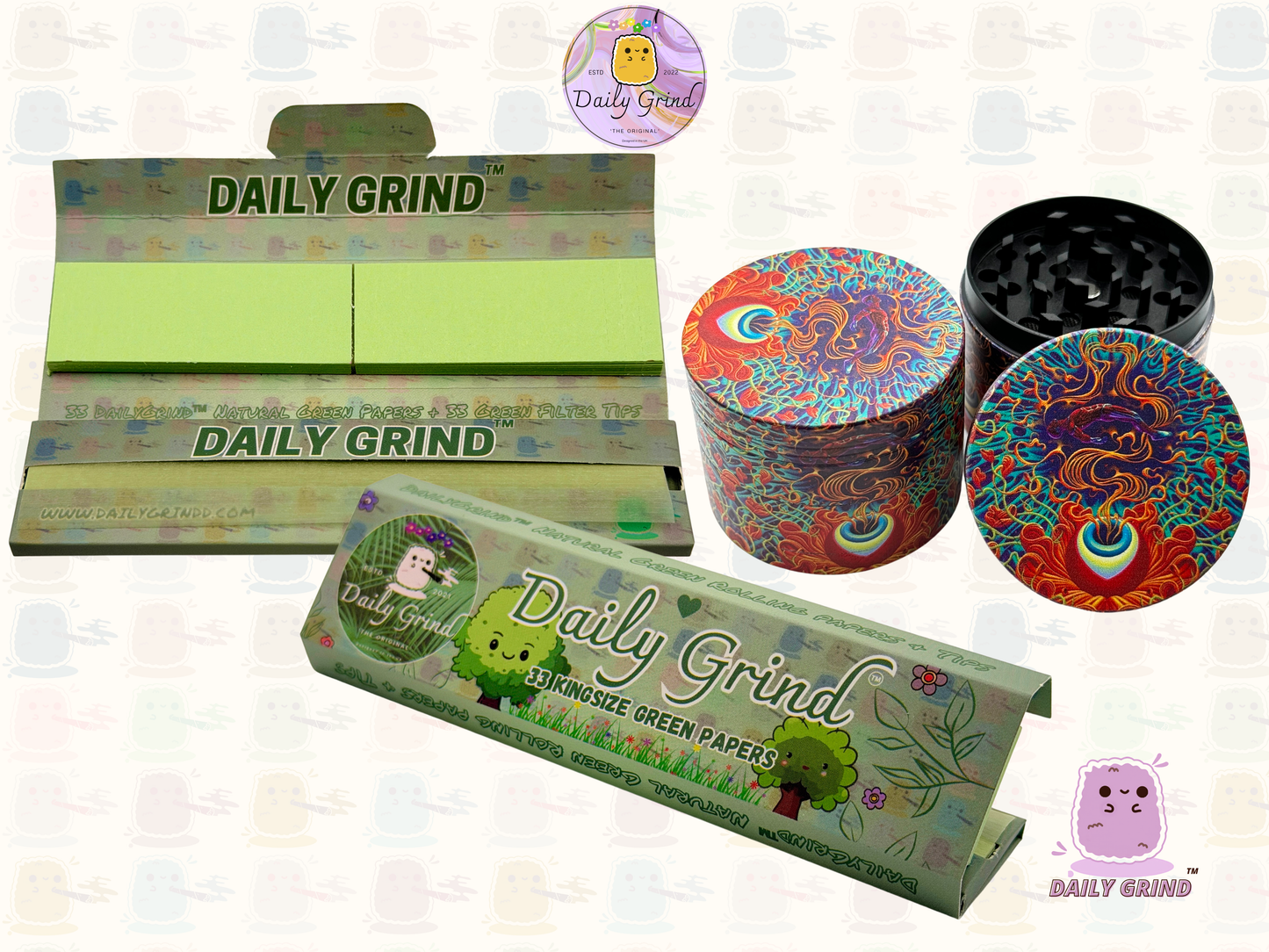 Motif Trippy coloré ondulé liquide Hallucination 50mm 4 pièces haute qualité personnalisé métal herbe broyeur cadeau 