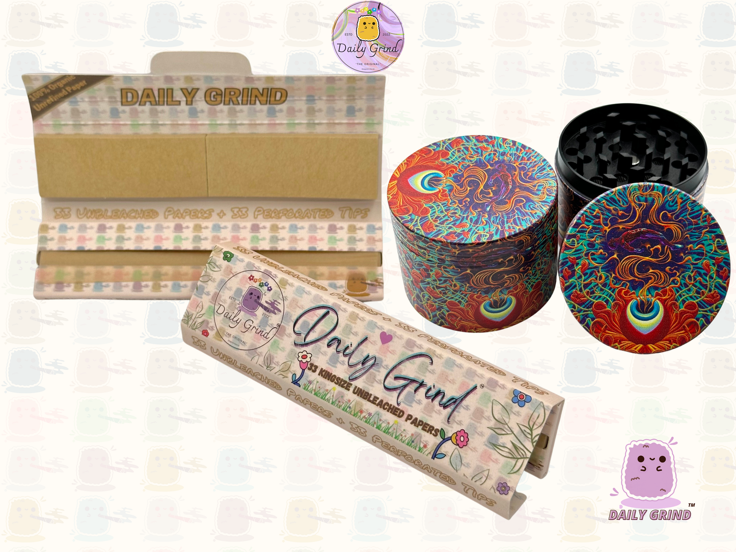 Motif Trippy coloré ondulé liquide Hallucination 50mm 4 pièces haute qualité personnalisé métal herbe broyeur cadeau 