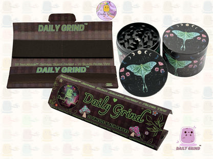 Lunar Moon Cycle Moth Dark Night - 50mm 4-Piece High Quality Metal Tobacco Herb Grinder Gift Idea