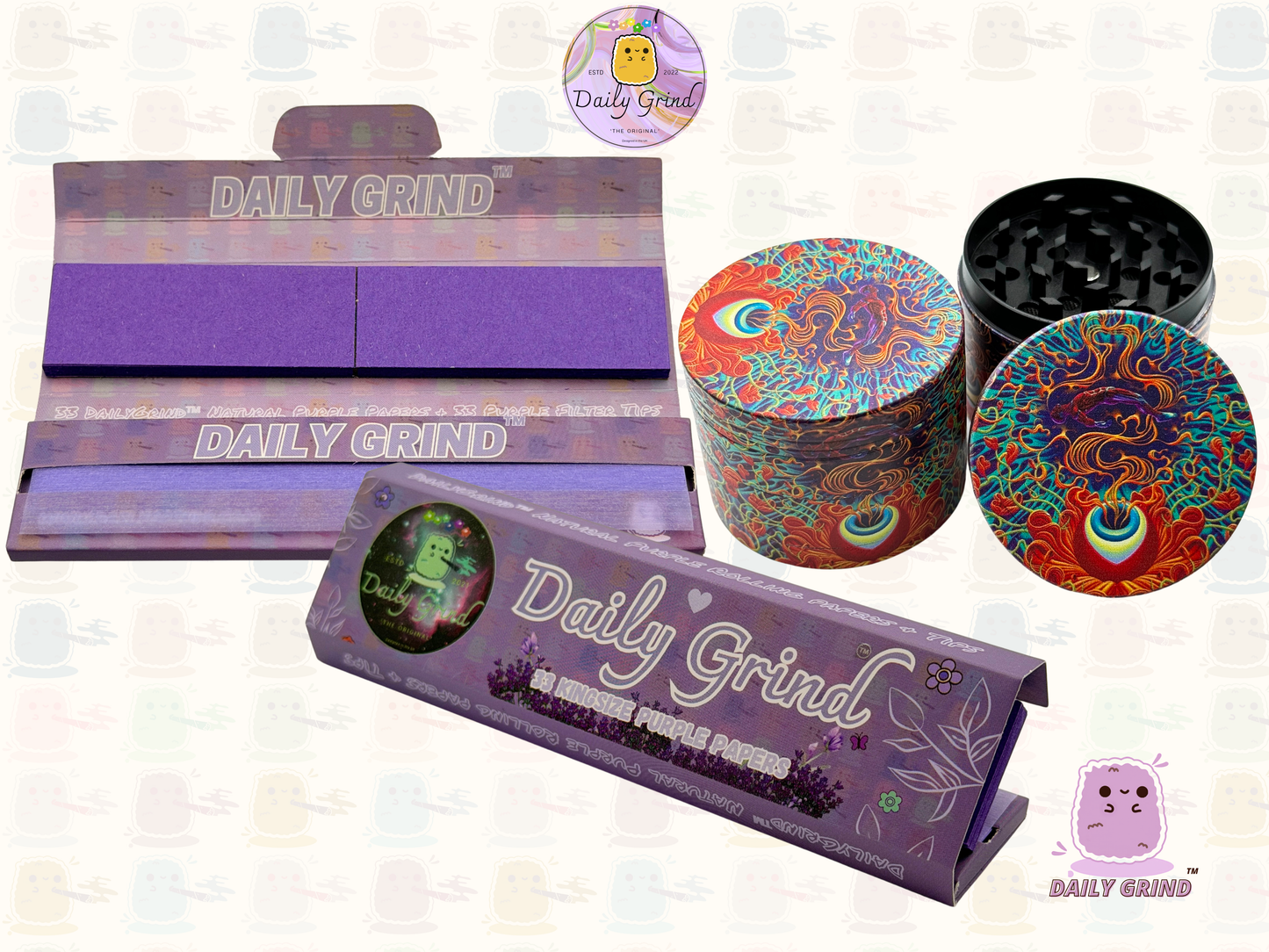 Motif Trippy coloré ondulé liquide Hallucination 50mm 4 pièces haute qualité personnalisé métal herbe broyeur cadeau 