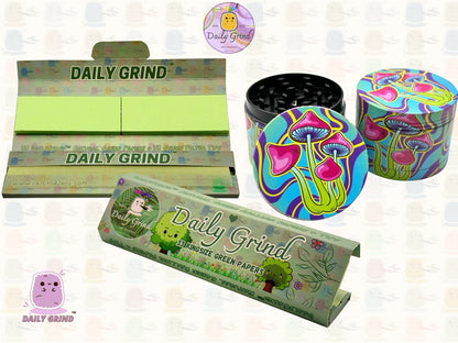 Neon Mushroom Trippy Tie Dye - 50mm 4-Piece High Quality Custom Metal Tobacco Herb Grinder Gift Idea