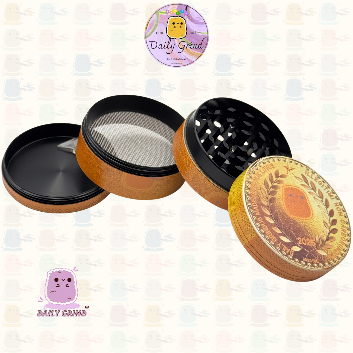 Ojo de cristal lindo colorido Trippy 50 mm regalo personalizado de alta calidad de la amoladora de hierbas de metal de 4 piezas 