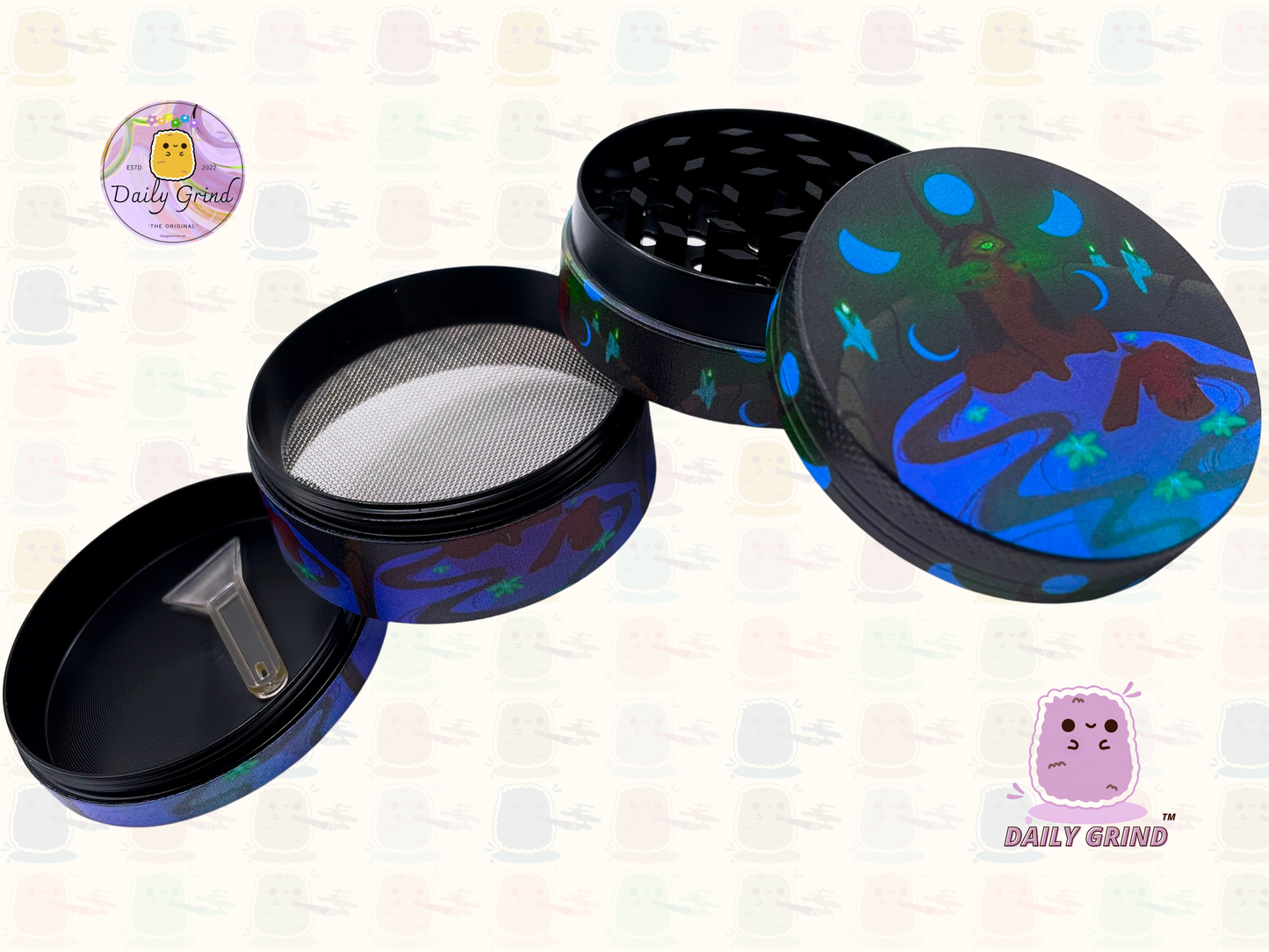 Sorcière maléfique de style méchant mignon - 50mm 4 pièces cadeau de broyeur d'herbes en métal personnalisé de haute qualité 