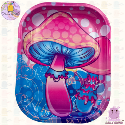 Mignon hippie champignon halluciné néon Design – Plateau en métal 14 x 18 cm pour morceaux et pièces, bijoux, cristaux, etc. Idée cadeau bibelots