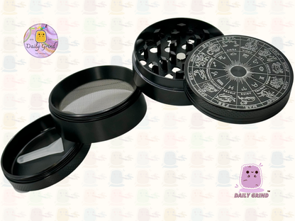 Tableau des signes astrologiques gravés – 50 mm, 4 pièces, broyeur d'herbes en métal personnalisé de haute qualité, cadeau 