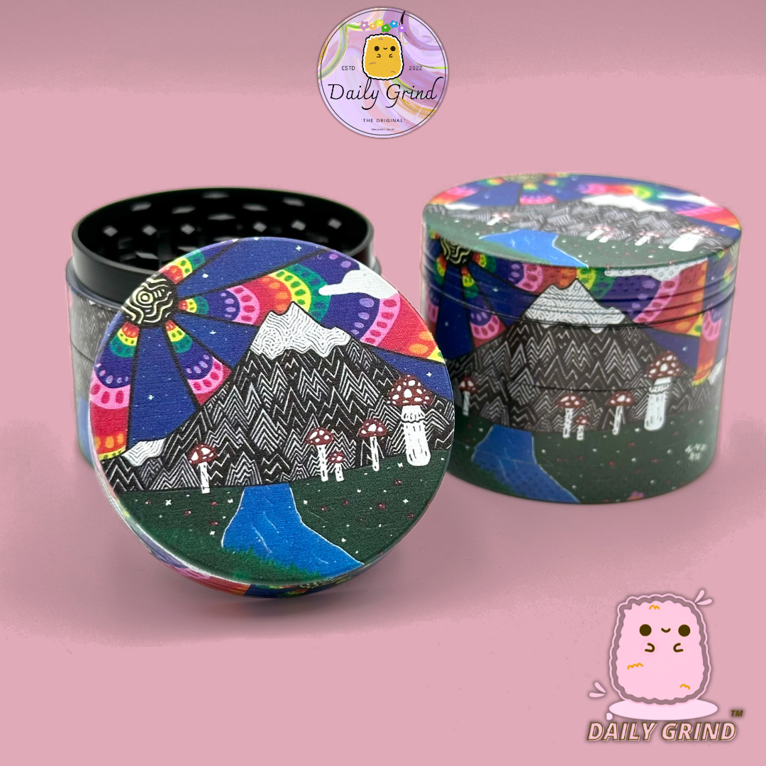 Mount Fuji Cute Anime Cartoon Kawaii - 50mm 4-Piece High Quality Custom Metal Tobacco Herb Grinder Gift Idea