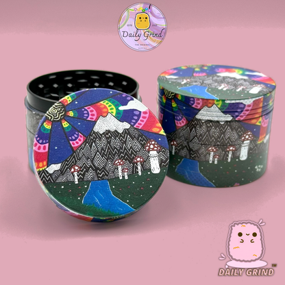 Mount Fuji Cute Anime Cartoon Kawaii - 50mm 4-Piece High Quality Custom Metal Tobacco Herb Grinder Gift Idea