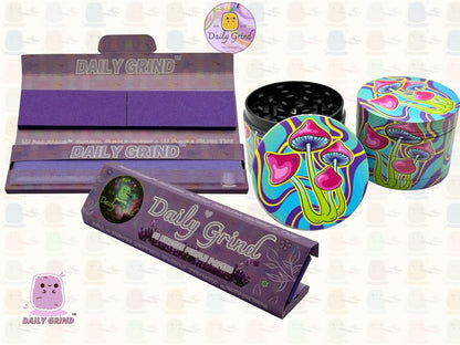 Neon Mushroom Trippy Tie Dye - 50mm 4-Piece High Quality Custom Metal Tobacco Herb Grinder Gift Idea