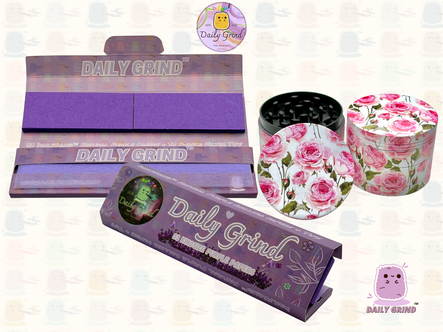 Cute Pink Roses Summer Flower - 50mm 4-Piece High Quality Custom Metal Tobacco Herb Grinder Gift Idea