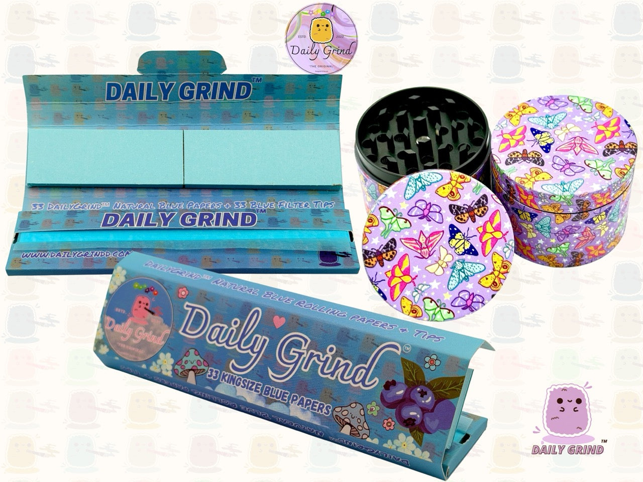 Papillons colorés roses filles mignonnes Design dessin animé Kawaii - 50mm 4 pièces cadeau de broyeur d'herbes en métal personnalisé de haute qualité 
