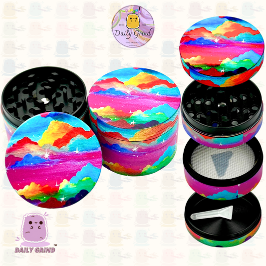 Nuages ​​colorés bel art-50mm 4 pièces cadeau de broyeur d'herbes en métal personnalisé de haute qualité