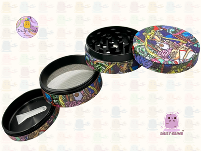 Cute Anime Baddie Parody - 50mm 4-Piece Premium Custom Metal Tobacco Herb Grinder Cute Gift Idea