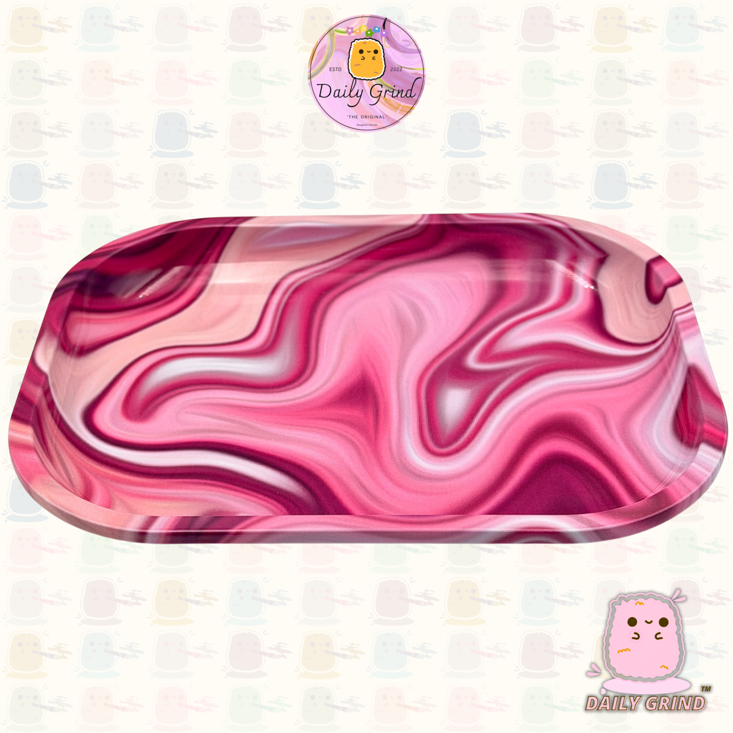 Lindo Metal Líquido Tie Dye Rosa Hermoso - Superficie de Bandeja de Metal de 14x18cm para Regalo de Baratijas de Piezas y Piezas