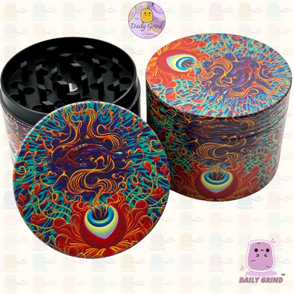 Motif Trippy coloré ondulé liquide Hallucination 50mm 4 pièces haute qualité personnalisé métal herbe broyeur cadeau 