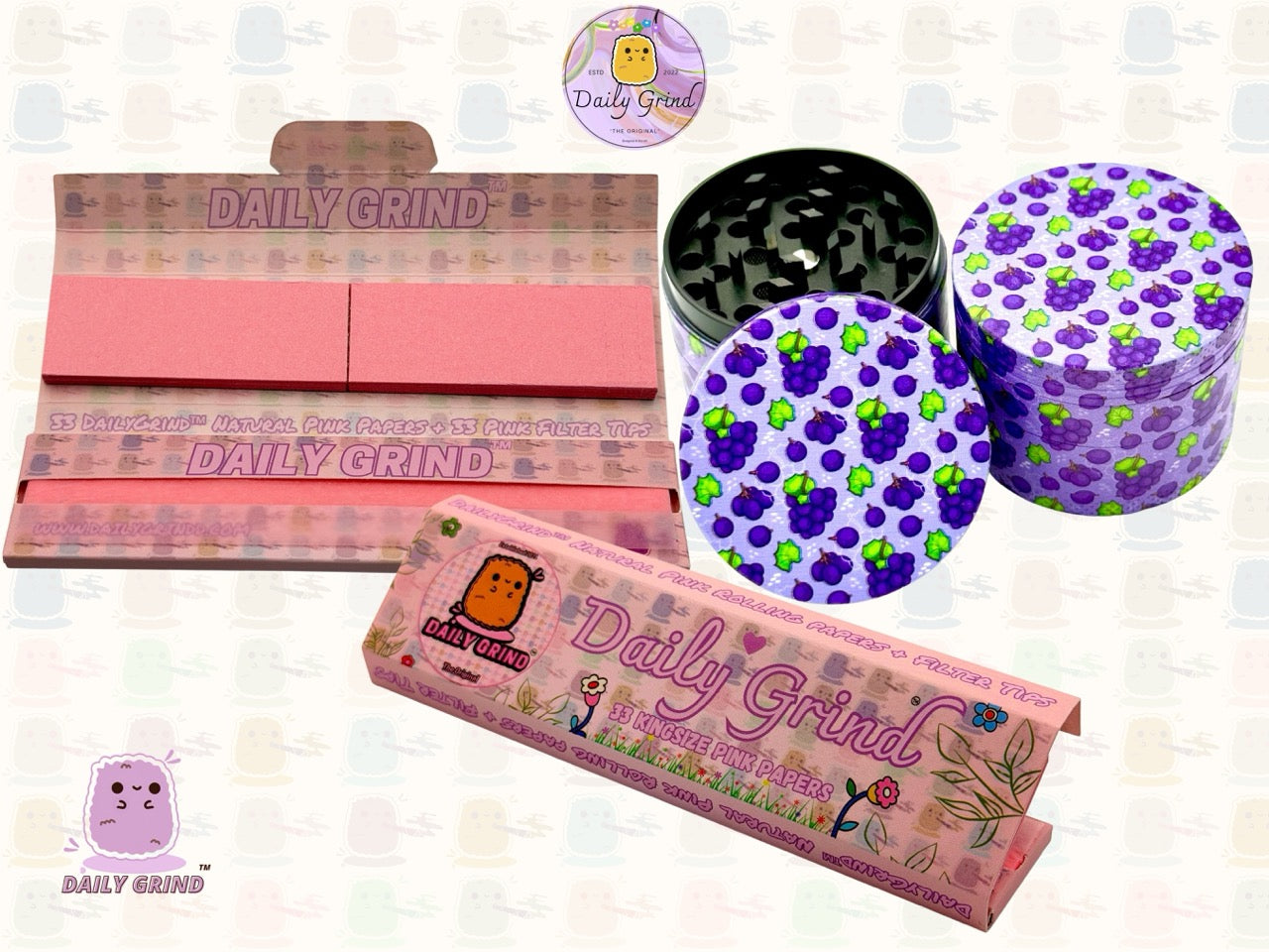 Purple Grape Fruit Candy Juicy - 50mm 4-Piece High Quality Metal Tobacco Herb Grinder Gift Idea