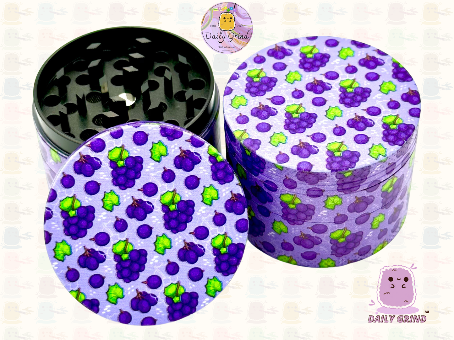 Purple Grape Fruit Candy Juicy - 50mm 4-Piece High Quality Metal Tobacco Herb Grinder Gift Idea