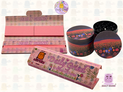 Dark Night with Cute Flowers - 50mm 4-Piece High Quality Custom Girls Metal Tobacco Herb Grinder Gift Idea
