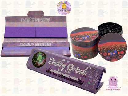 Dark Night with Cute Flowers - 50mm 4-Piece High Quality Custom Girls Metal Tobacco Herb Grinder Gift Idea