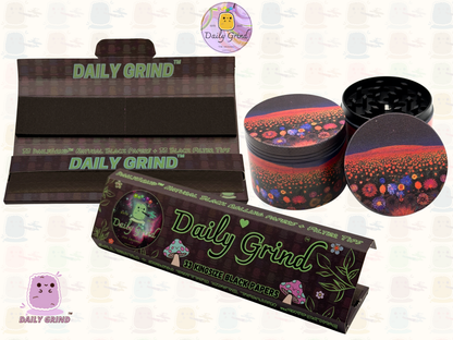Dark Night with Cute Flowers - 50mm 4-Piece High Quality Custom Girls Metal Tobacco Herb Grinder Gift Idea